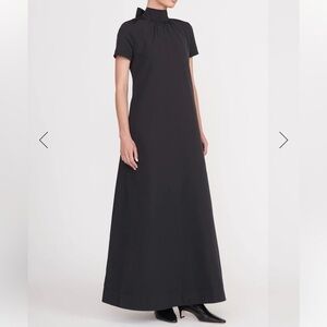 Staud Ilana Black Dress Maxi Open Back Tie Ribbon NWT size M